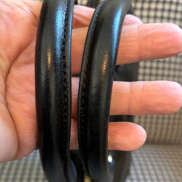 Badgley Mischka Belle black leather satchel with Gold Studs - Picture 12 of 14